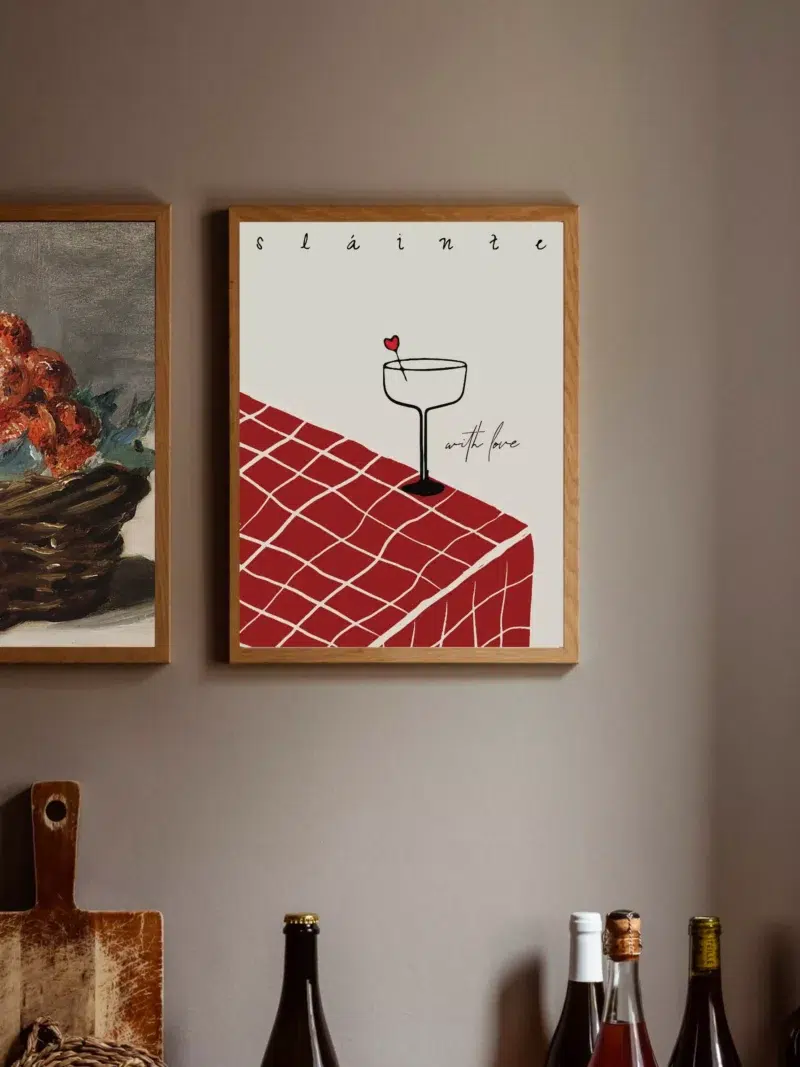 Cheers Glass Print, Retro Wine Poster, Colorful Glasses Drinks Wall Art, Funky Bar Cart Art, Vintage Cocktail Sketch Art-65-1