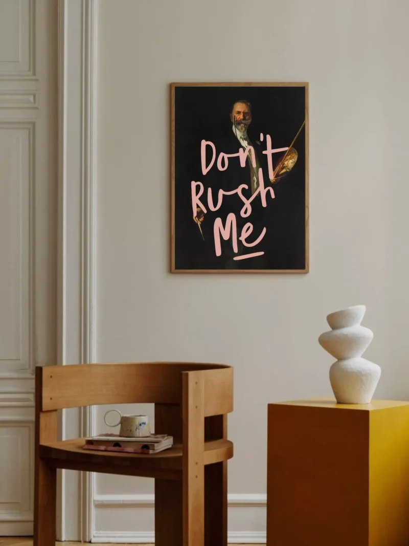 93-6 Dont Rush Me Altered Art Portrait, Girly Wall Art, Eclectic Poster, Vintage Painting, Maximalist Decor, Quirky Wall Art, Printable Wall Art