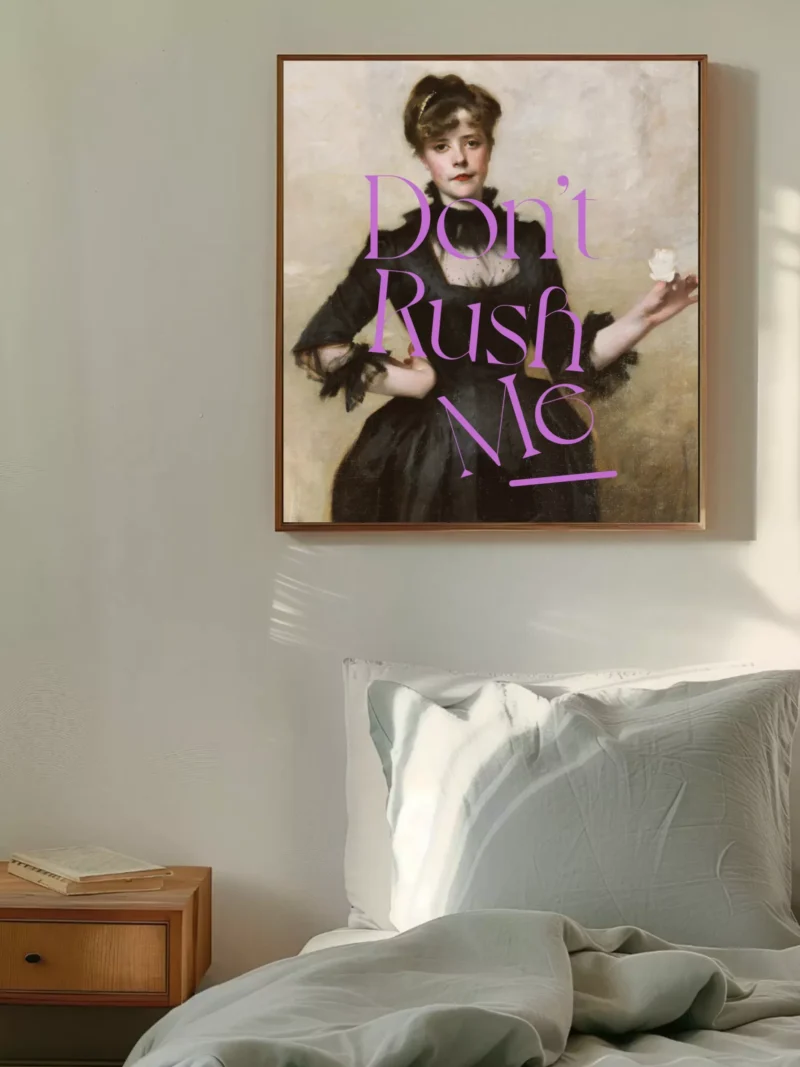 95-5 Girly Wall Art,Dont Rush Me Altered Art Portrait, Trendy Gallery Wall Print, Pink Graffiti Poster, Vintage Painting, Maximalist Decor